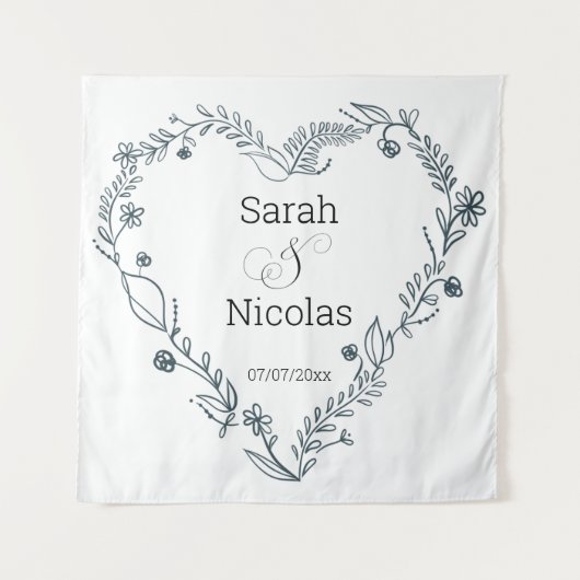 Trouwdouchewand poster gepersonaliseerd wandkleed (Voorkant)