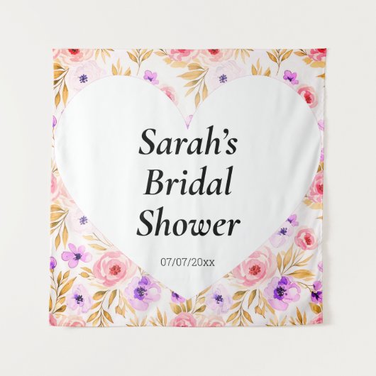 Trouwdouchewand poster gepersonaliseerd wandkleed (Voorkant)