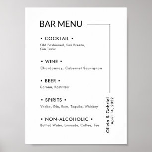 Trouwdranken. Eenvoudig modern uithangbord Bar Men Poster