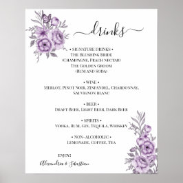 Trouwdranken Menu Bord met Bloem Orchidee Poster