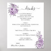 Trouwdranken Menu Bord met Bloemige Orchideeën Poster (Voorkant)