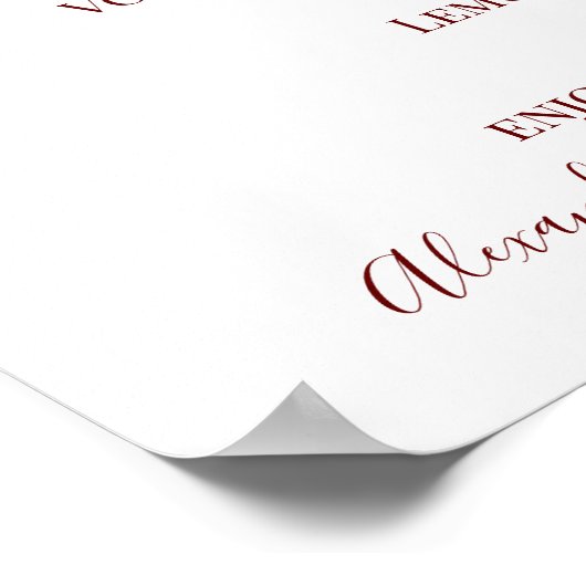 Trouwdranken Menu Bord met Bloemrozen Poster (Hoek)