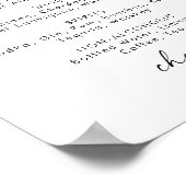 Trouwdranken menukaart bord in modern script poster (Hoek)