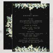 Trouwdrankenmenu met Zwarte Sneeuwbes + Eucalyptus (Voorkant / Achterkant)