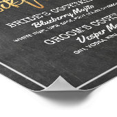 Trouwdrankkaart met bloemen op schoolbord poster (Hoek)