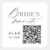 Trouwdranksticker met QR-code van bruids favoriete Vierkante Sticker (Voorkant)