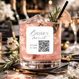 Trouwdranksticker met QR-code van bruids favoriete Vierkante Sticker