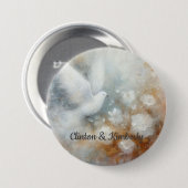 Trouwduif Bloem Knop - Aanpasbaar Ronde Button 7,6 Cm (Voorkant /achterkant)