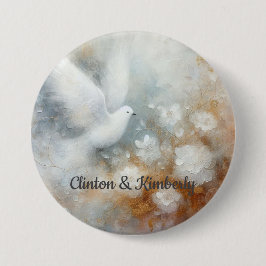 Trouwduif Bloem Knop - Aanpasbaar Ronde Button 7,6 Cm
