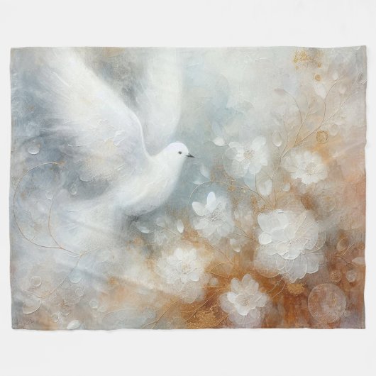 Trouwduif Bloemen Fleece Deken (Voorkant (Horizontaal))