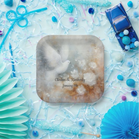 Trouwduif Bloemstuk Papier Borden - Papieren Bordje (Feest)