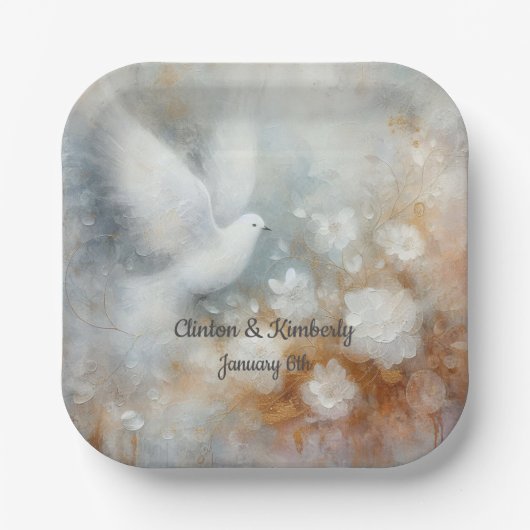 Trouwduif Bloemstuk Papier Borden - Papieren Bordje (Voorkant)