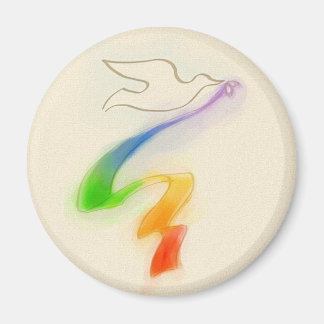 Trouwduif met regenbooglint magneet