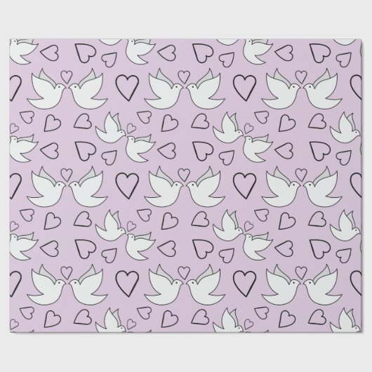 Trouwduiven, Hart voor Naadloze Trouwceremonie Cadeaupapier (Zoom)