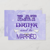 Trouwduiven op paarse RSVP Kaart (Voorkant / Achterkant)