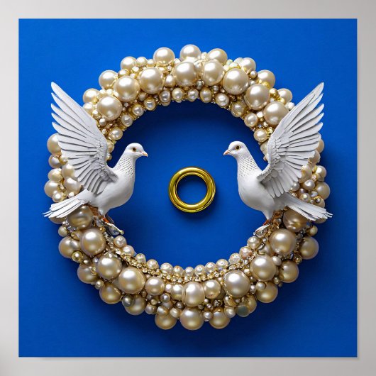 Trouwduiven Romantiek Elegant Vrede Kunst 💍🕊️✨ Poster (Voorkant)