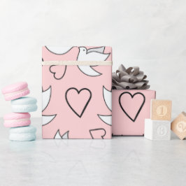 Trouwduiven voor Bruidsuitnodiging Roze Naadloos Cadeaupapier