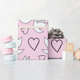 Trouwduiven voor Huwelijks Cadeaus Roze Naadloos Cadeaupapier