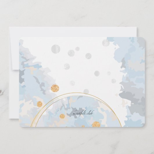 Trouwe blauwe foto religieuze uitnodiging (Achterkant)