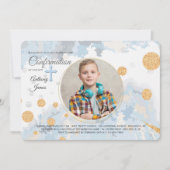 Trouwe blauwe foto religieuze uitnodiging (Voorkant)