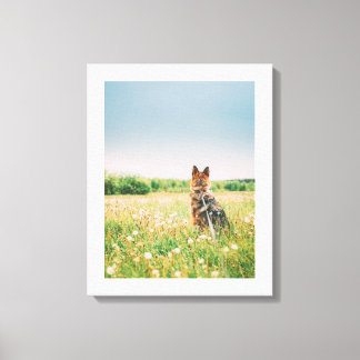 Trouwe blik in de weide canvas afdruk