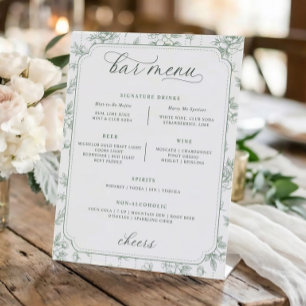 Trouwe Bloemstuk Sage Bar Menu Bruiloft Reclamebord Met Voetstuk