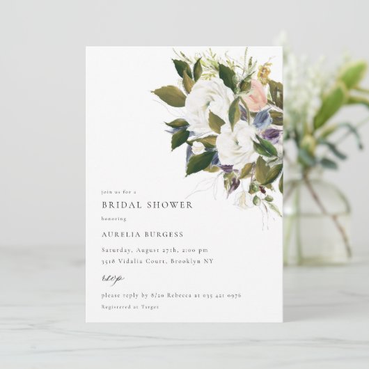 Trouwe Boeket Bloemige Bruiloft Uitnodiging (Staand voorkant)