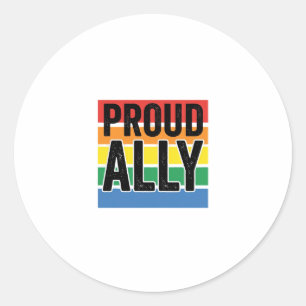 Trouwe Bondgenoot Vintage Pride Steun T-shirt Ontw Ronde Sticker