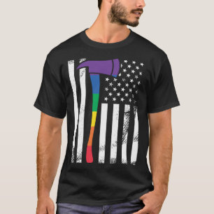 Trouwe brandweerploeg LGBT Regenboog trots USA Ame T-shirt