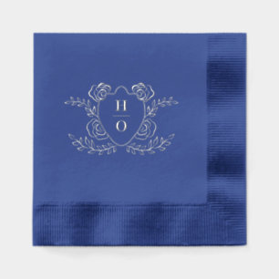 Trouwe Crest Bloemige Monogram Bruiloft Folie Servetten