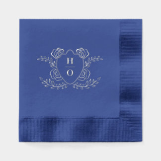 Trouwe Crest Bloemige Monogram Bruiloft Folie Servetten