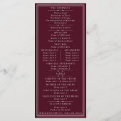 Trouwe Crest Monogram Burgundy & Ivoor Trouwdag Programmakaart (Achterkant)