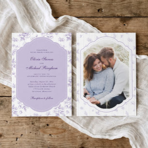 Trouwe Fotolijst Lavendel Paarse Toile Huwelijk Kaart