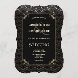 Trouwe Gouden Art Deco Fleur-de-lis Bruiloft Kaart