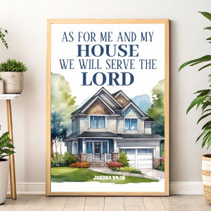 Trouwe Home Jozua 24:15 Christelijke muurkunst Poster