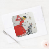 trouwe kerstdame en hond vierkante sticker (Envelop)