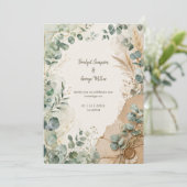 Trouwe laag eucalyptus waszegel Bruiloft Kaart (Staand voorkant)