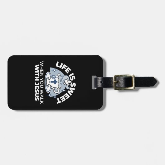 Trouwe Levende Kunst - Teacup met Kruis en Duif Bagagelabel (Voorkant horizontaal)