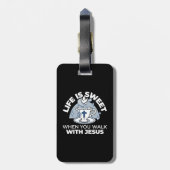 Trouwe Levende Kunst - Teacup met Kruis en Duif Bagagelabel (Achterkant verticaal)