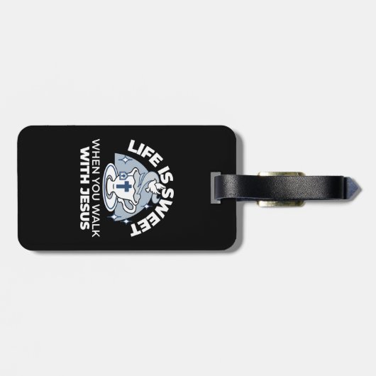 Trouwe Levende Kunst - Teacup met Kruis en Duif Bagagelabel (Achterkant horizontaal)