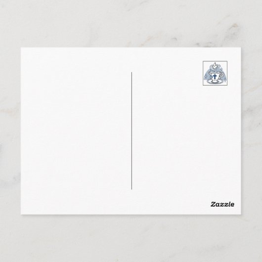 Trouwe Levende Kunst - Teacup met Kruis en Duif Briefkaart (Achterkant)