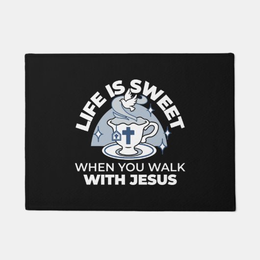 Trouwe Levende Kunst - Teacup met Kruis en Duif Deurmat (Voorkant)