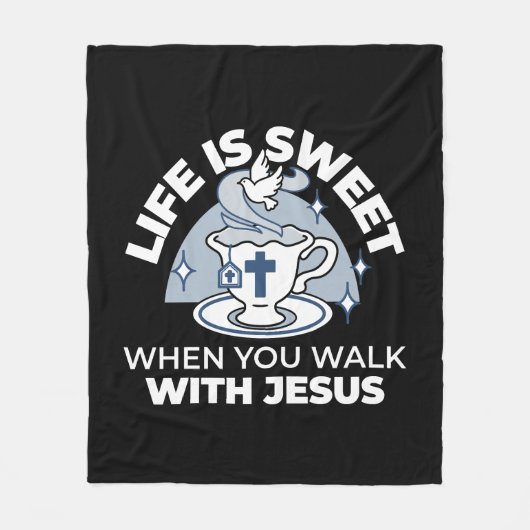 Trouwe Levende Kunst - Teacup met Kruis en Duif Fleece Deken (Voorkant)