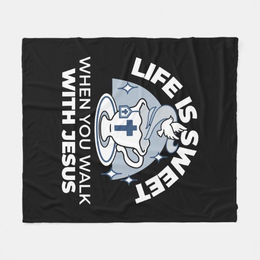 Trouwe Levende Kunst - Teacup met Kruis en Duif Fleece Deken (Voorkant (Horizontaal))