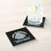 Trouwe Levende Kunst - Teacup met Kruis en Duif Glazen Onderzetter (Schuin)