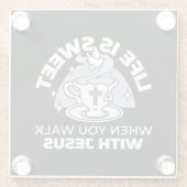 Trouwe Levende Kunst - Teacup met Kruis en Duif Glazen Onderzetter (Achterkant)