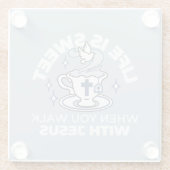 Trouwe Levende Kunst - Teacup met Kruis en Duif Glazen Onderzetter (Achterkant)