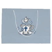 Trouwe Levende Kunst - Teacup met Kruis en Duif Groot Cadeauzakje (Achterkant)