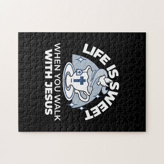 Trouwe Levende Kunst - Teacup met Kruis en Duif Legpuzzel (Horizontaal)