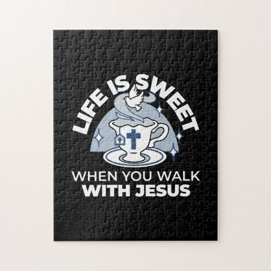 Trouwe Levende Kunst - Teacup met Kruis en Duif Legpuzzel (Verticaal)